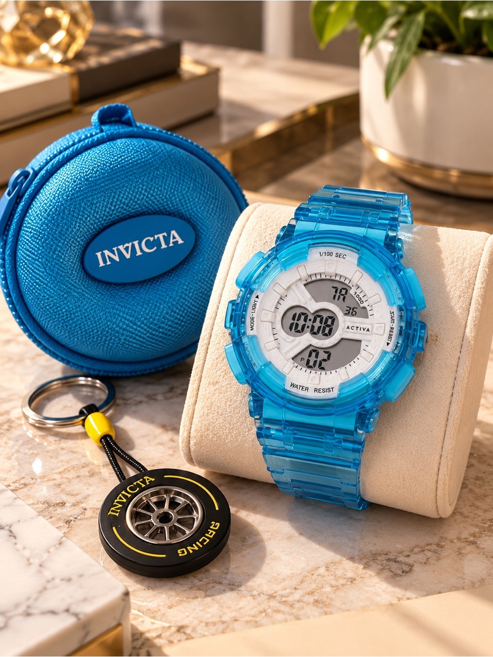 Activa x Invicta Neon Shift Limited Edition Blue Digital Watch 43mm NWT